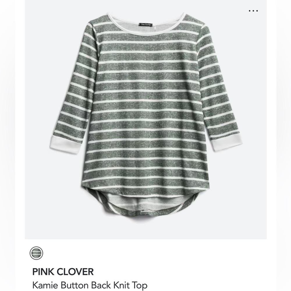 Greenish gray top in small by pink clover